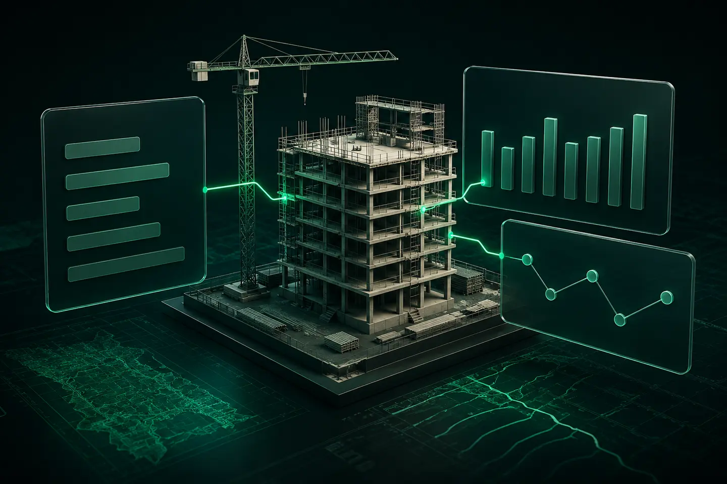 Software centralizando medições e documentos de obra